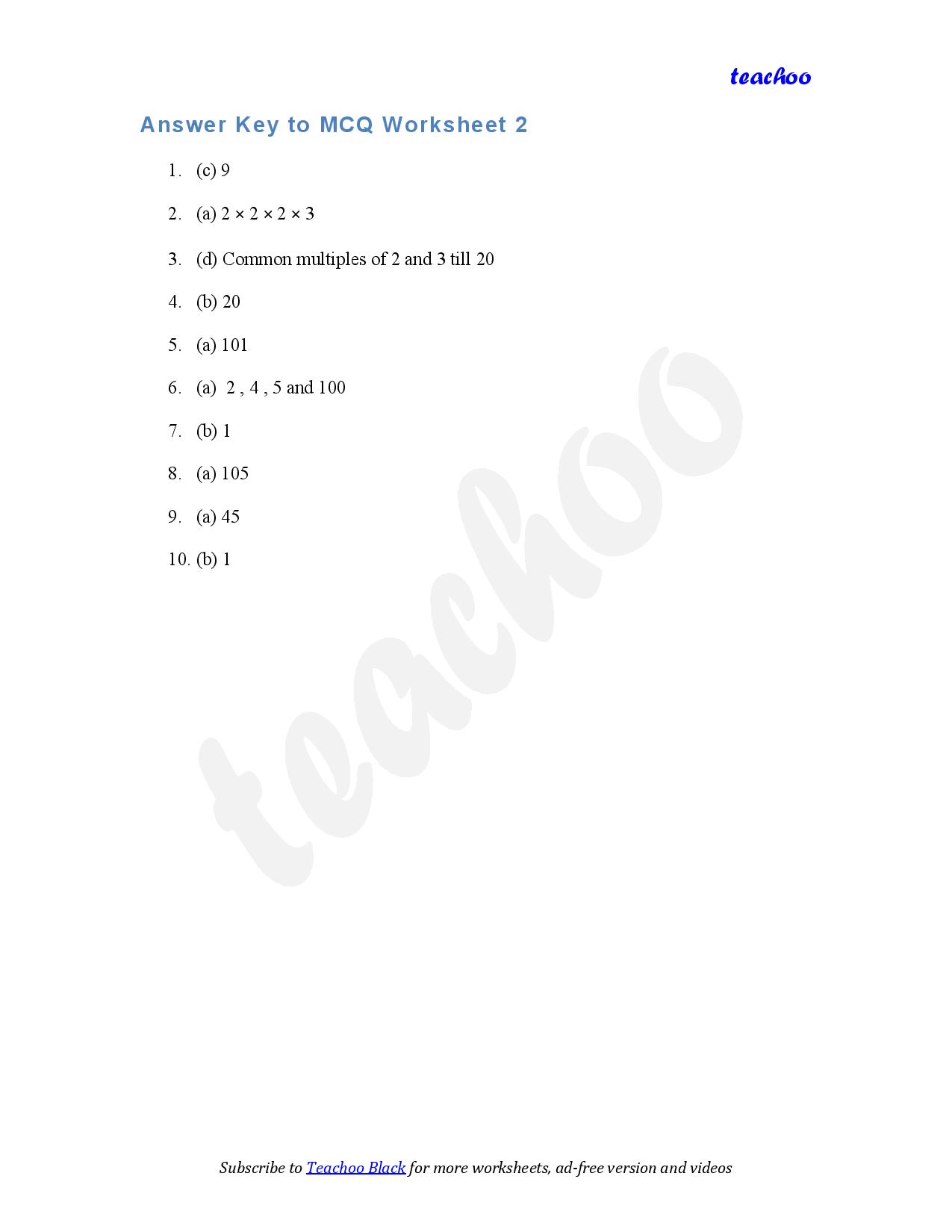 part 5 - MCQ - Worksheet 2 - Teachoo Questions - MCQs - Chapter 5 Class 6 - Prime Time (Ganita Prakash) - Class 6 (Ganita Prakash & Old NCERT)