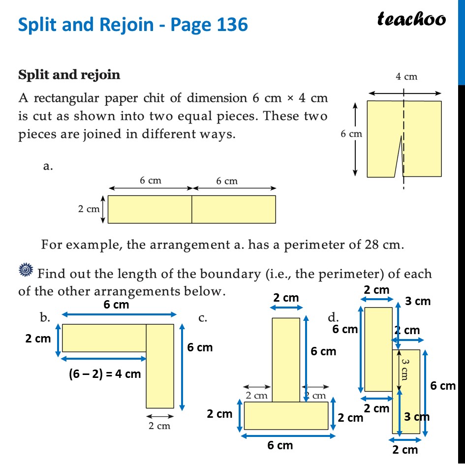 Split and Rejoin - Page 136 - (Class 6 Perimeter and Area) - Teachoo - Split and Rejoin - Page 136