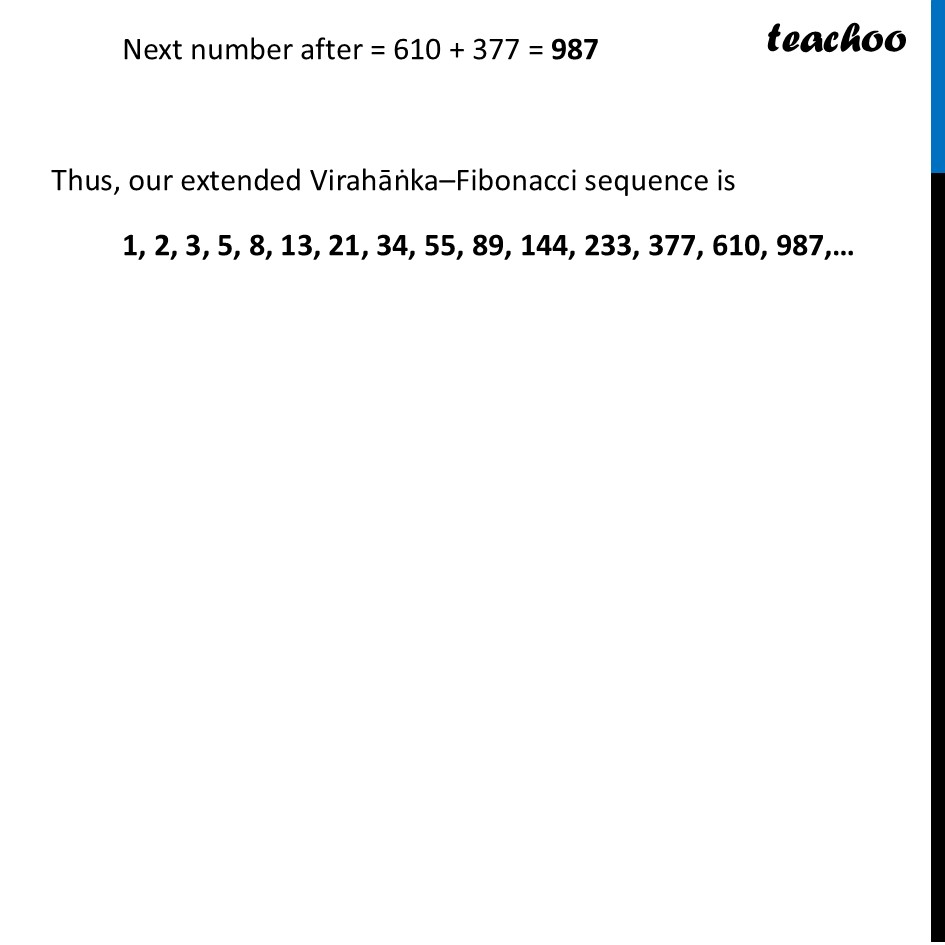 part 2 - Writing next Numbers in Virahāṅka Fibonacci Sequence - Virahāṅka Fibonacci Numbers - Chapter 6 Class 7 - Number Play - Ganita Prakash - Class 7 (Ganita Prakash 1, 2 & old NCERT)