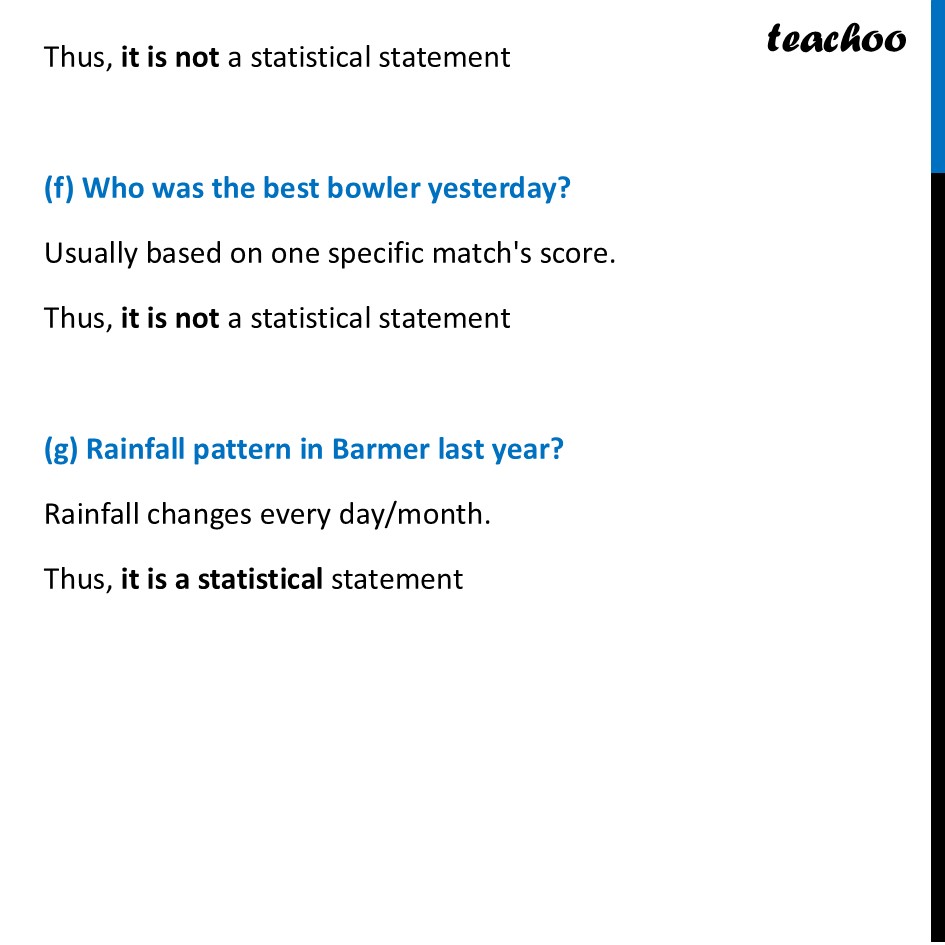 part 3 - Question 1 - Page 98 - Statistical Question & Statement - Chapter 5 Class 7 - Connecting the Dots... (Ganita Prakash II) - Class 7 (Ganita Prakash 1, 2 & old NCERT)