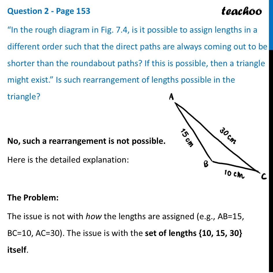 In the rough diagram in Fig. 7.4, is it possible to assign lengths in - Are Triangles Possible for any Lengths?