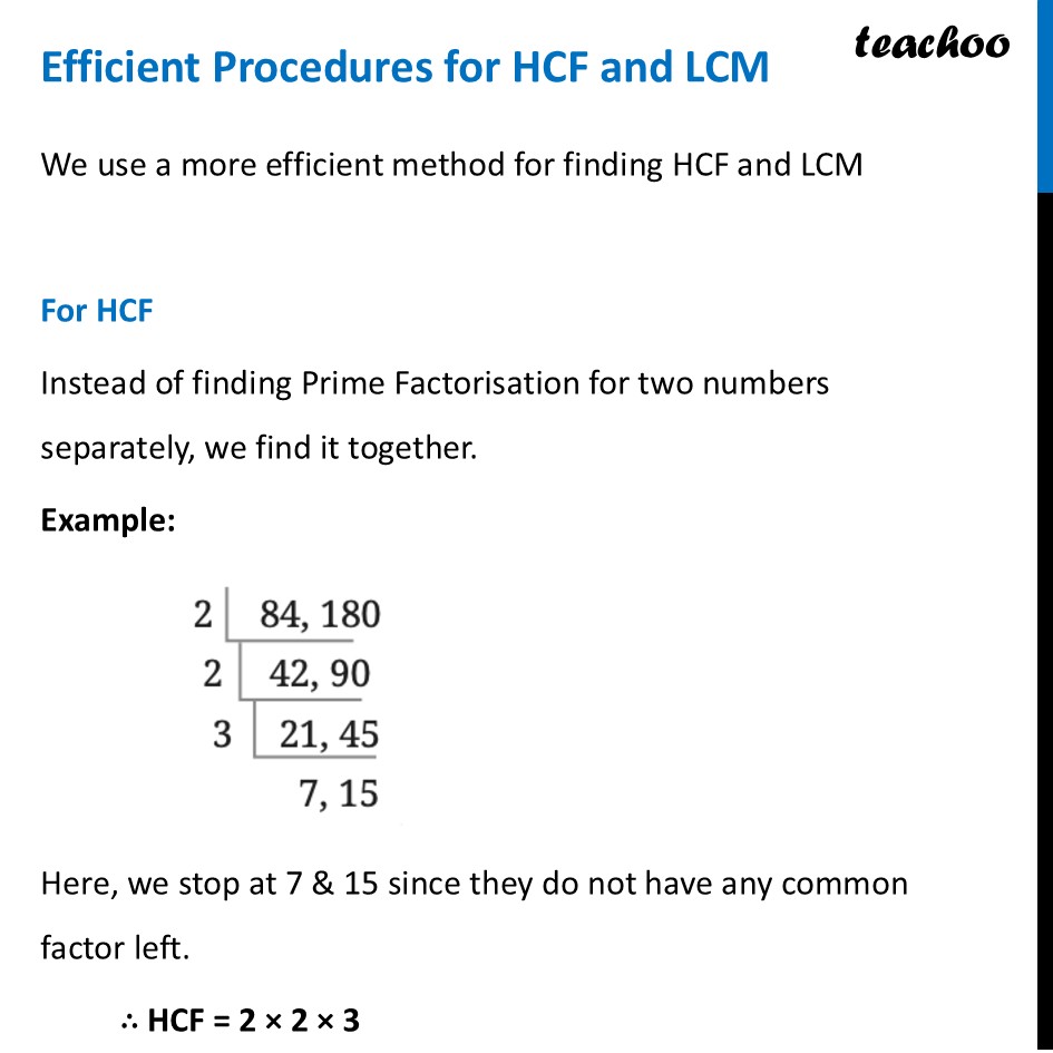 Efficient Procedures for HCF and LCM - Shortcut Trick, with 3+Examples - Efficient Procedures for HCF and LCM
