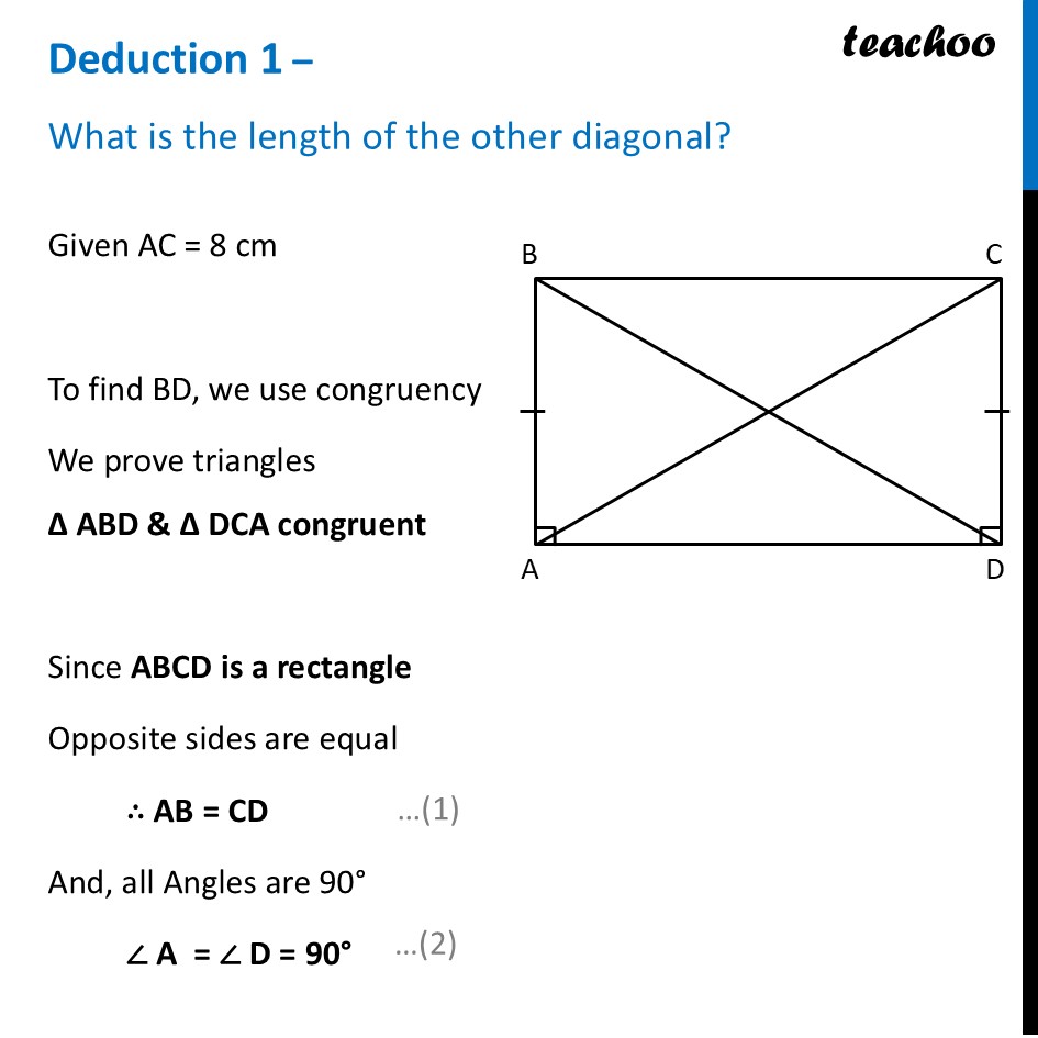 Deduction 1 - What is the length of other diagonal? - Ganita Prakash - Rectangle
