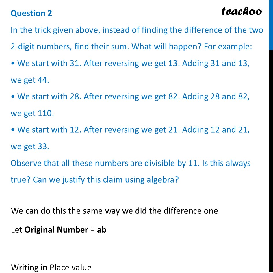 In the trick given above, instead of finding the difference of the two - Figure it out - Page 145-147