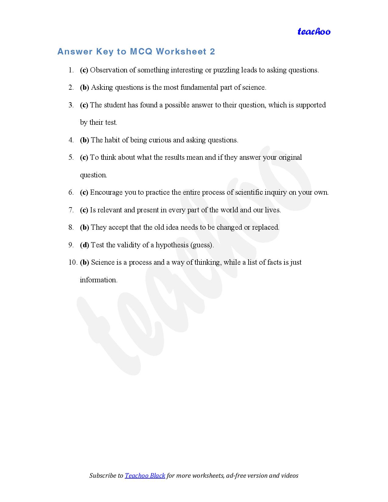 part 5 - MCQ - Worksheet 2 - Teachoo Questions - MCQs - Chapter 1 Class 6 - The Wonderful World of Science (Curiosity) - Class 6