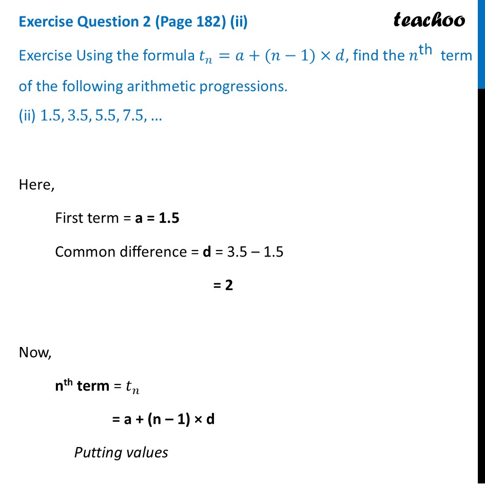 part 3 - Exercise Question 2 (Page 182) - Visualising an AP - Chapter 8 - Predicting What Comes Next: Exploring Sequences & Progress - Maths Class 9