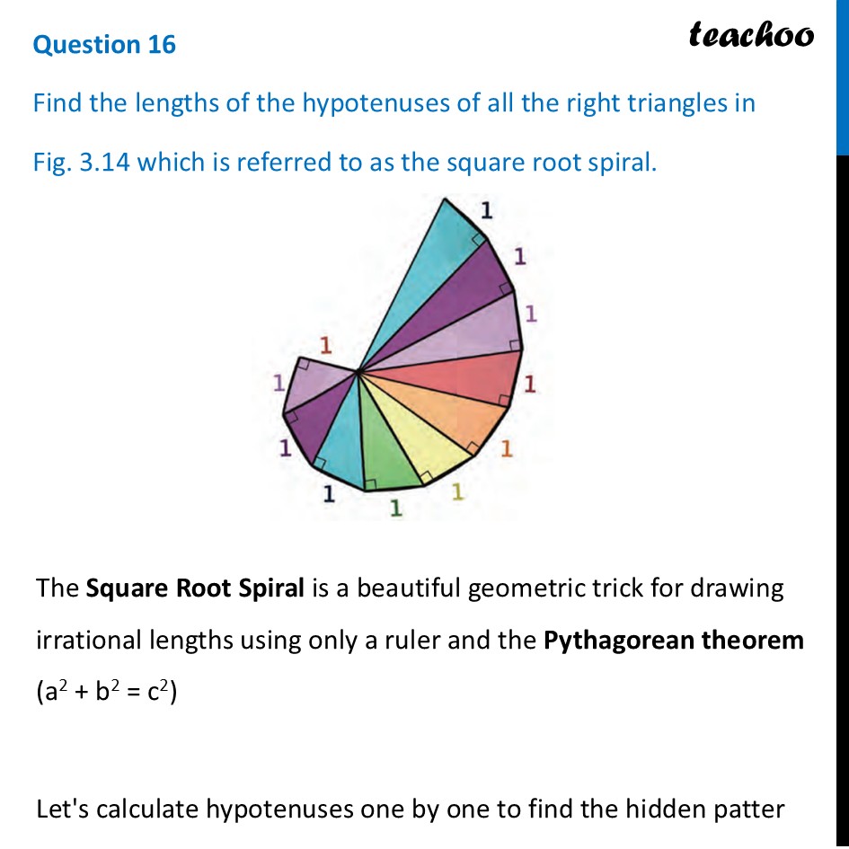 Find the lengths of the hypotenuses of all the right triangles in Fig - End-of-Chapter Exercises