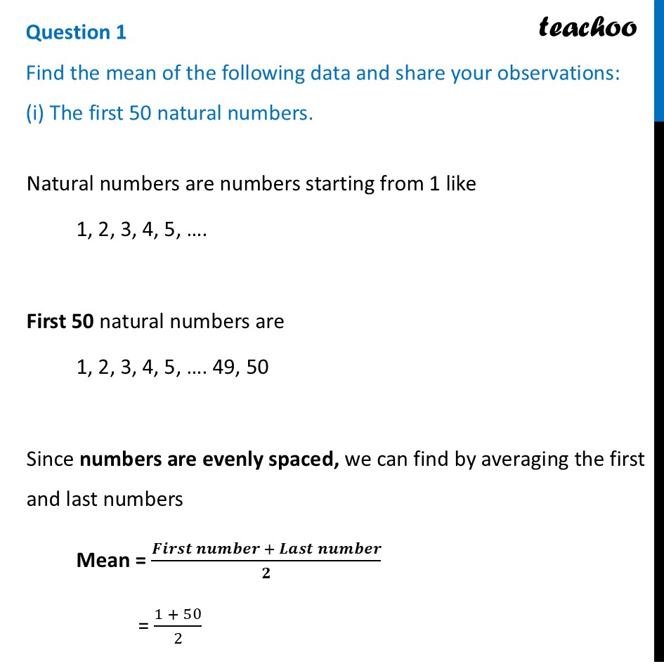 Find the mean of the following data and share your observations: - Figure it out - Page 113-116