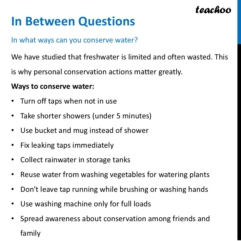 part 13 - Water Conservation - Concepts - Chapter 11 Class 6 - Nature's Treasures (Curiosity) - Class 6