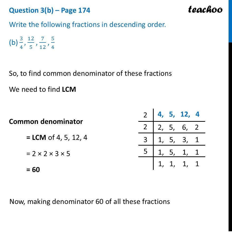 [Class 6] Arrange Fractions 25/16, 7/8, 13/4 in Descending Order - Comparing Fractions