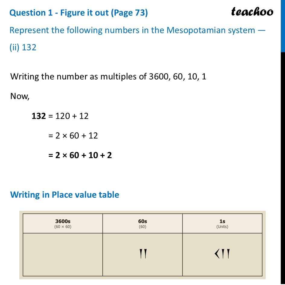 part 3 - Question 1 - Figure it out (Page 73) - Mesopotamian Number System - Chapter 3 Class 8 - A Story of Numbers (Ganita Prakash) - Class 8 (Ganita Prakash - 1, 2 & Old NCERT)