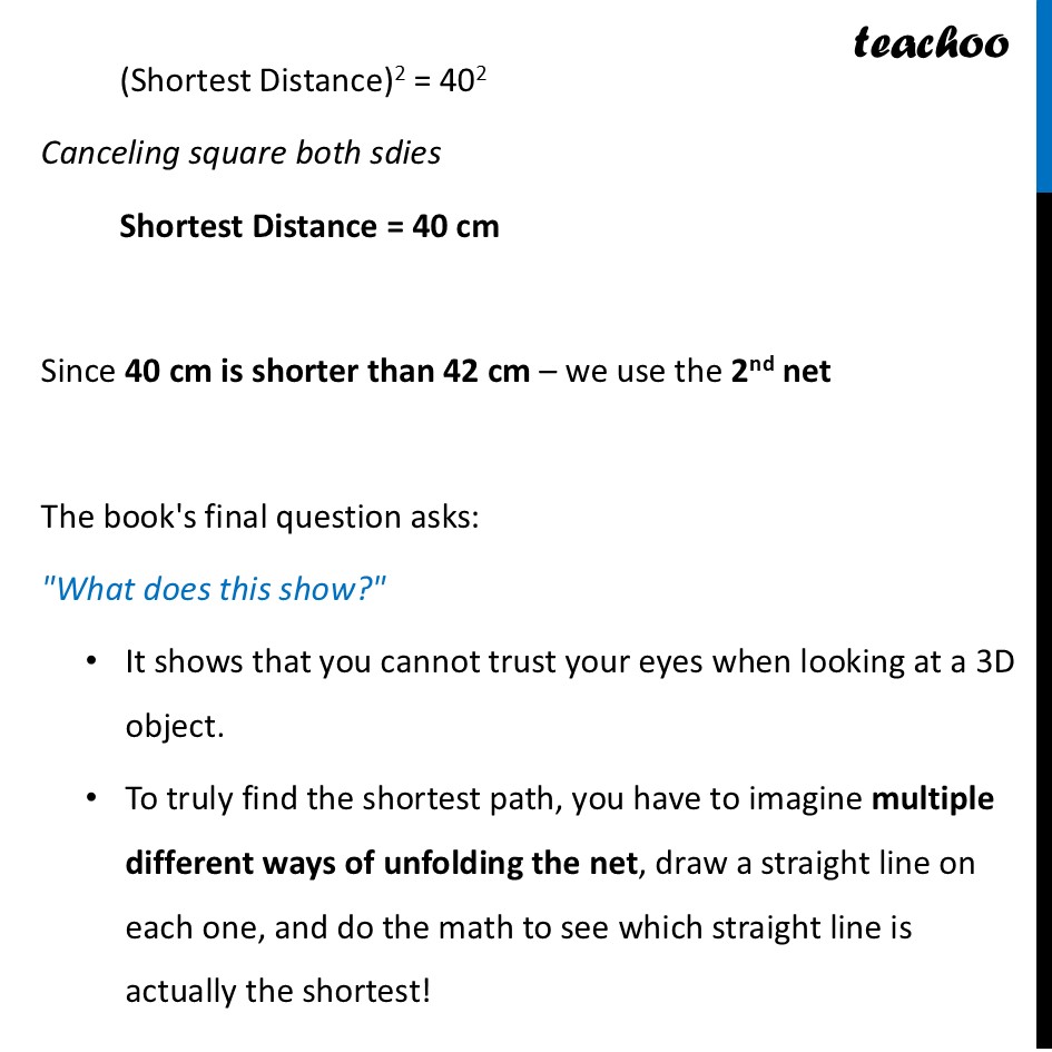 part 4 - Question 1 - Page 87 - Shortest Paths on a Cube - Chapter 4 Class 8 - Exploring Some Geometric Themes (Ganita Prakash II - Class 8 (Ganita Prakash - 1, 2 & Old NCERT)