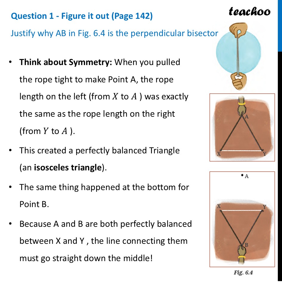 [Class 7] Justify why AB in Fig. 6.4 is the perpendicular bisector - Construction Methods in Śulba-Sūtras