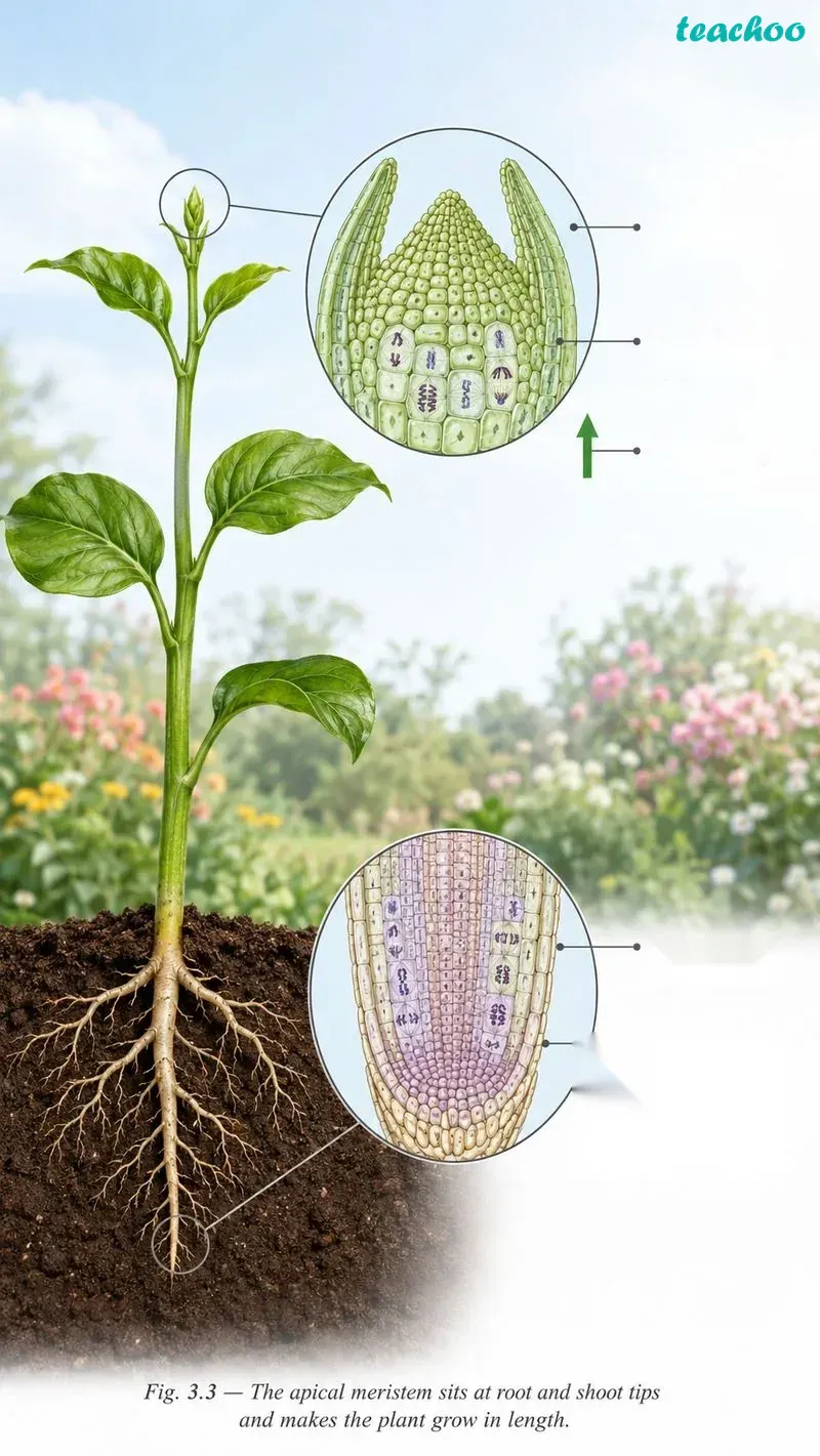 part 2 - 3.2.1 Apical meristem — How do plants grow in length? - Concepts - Chapter 3 - Tissues in Action (Exploration) - Class 9 (Exploration)