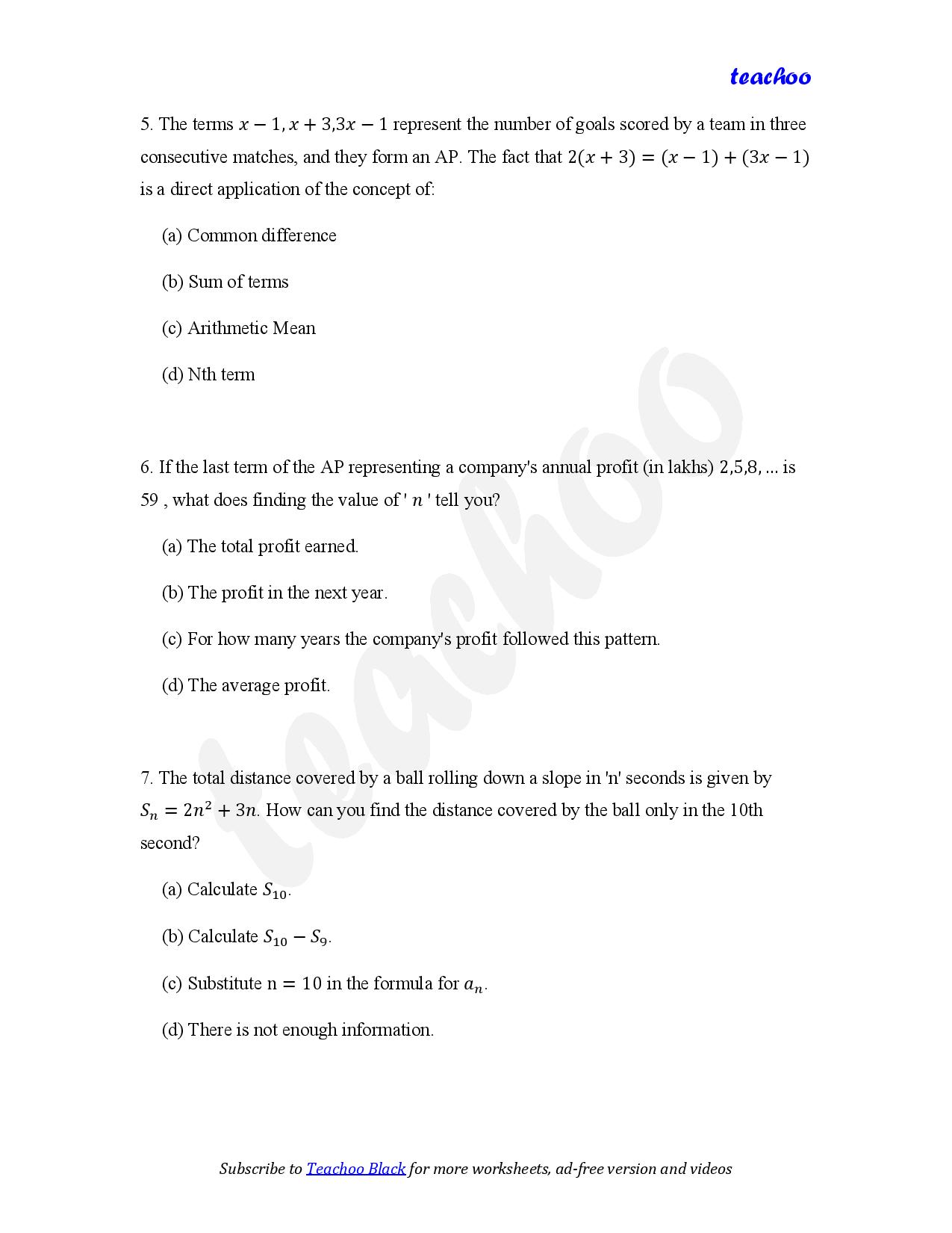 part 3 - MCQ - Worksheet 2 - Teachoo Questions - MCQs - Serial order wise - Chapter 5 Class 10 Arithmetic Progressions