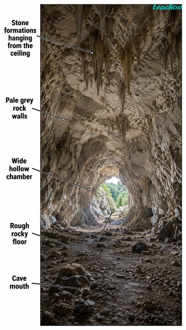 Fig. 2.24 — Cave shown clearly as a hollow formed in soluble rock.