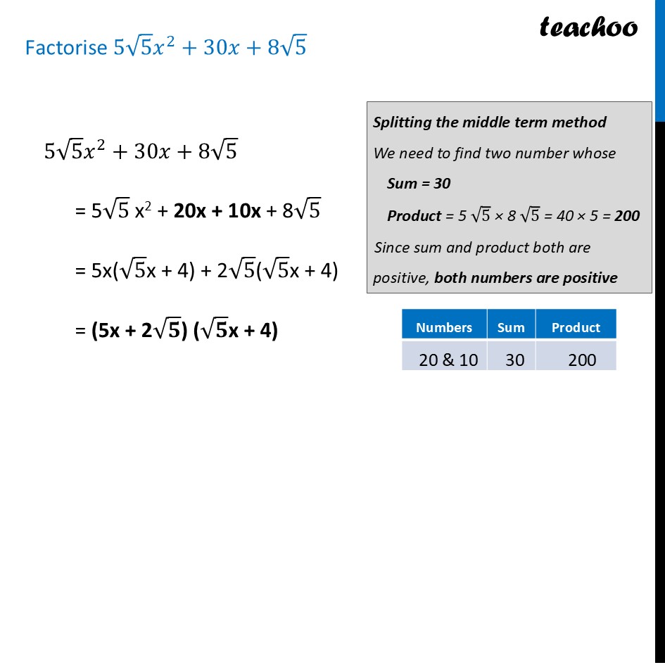 part 3 - Factorisation by Splitting the Middle term - Factorisation by Splitting the Middle term - Chapter 4 Class 9 - Exploring Algebraic Identities (Ganita Manjari I) - Class 9