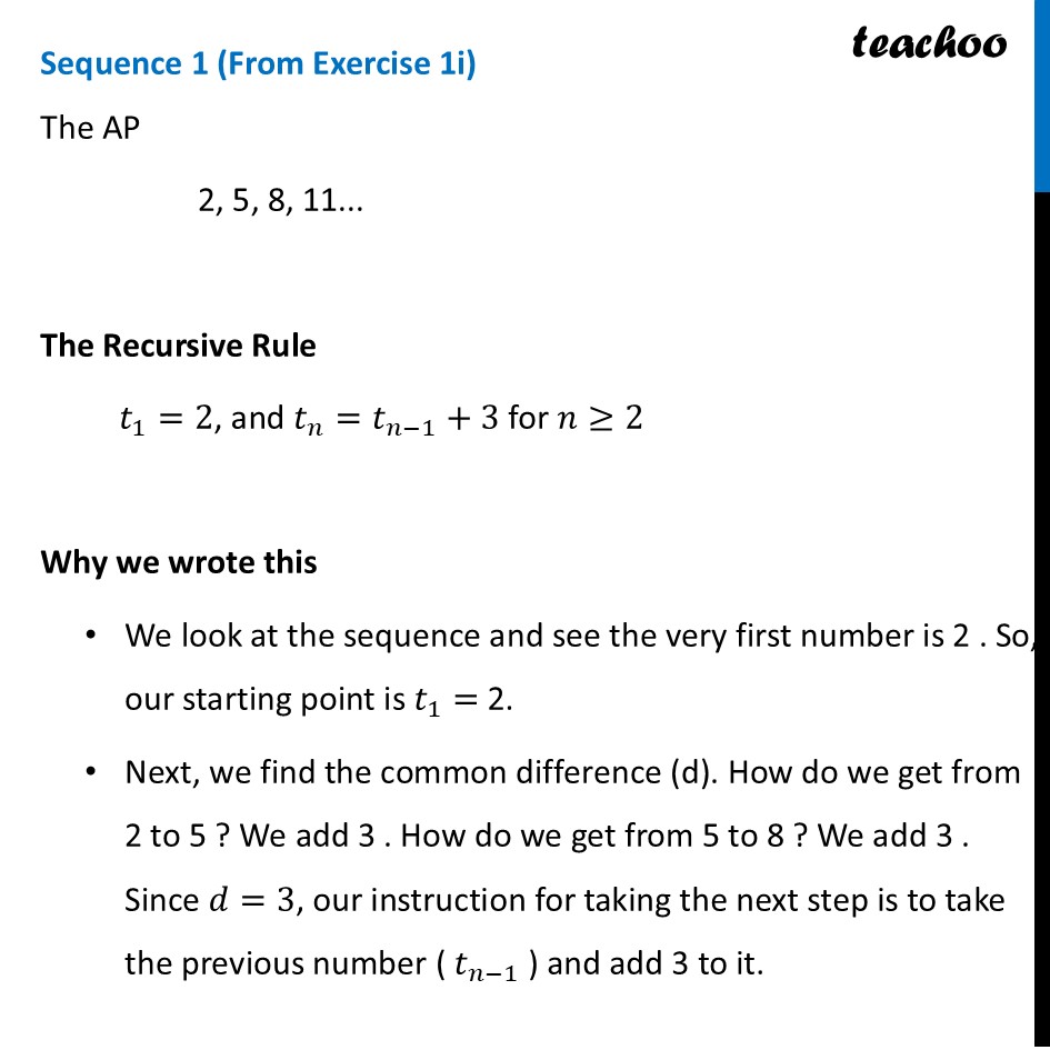 part 2 - Exercise Question 1 (Page 183) - Visualising an AP - Chapter 8 - Predicting What Comes Next: Exploring Sequences & Progress - Class 9