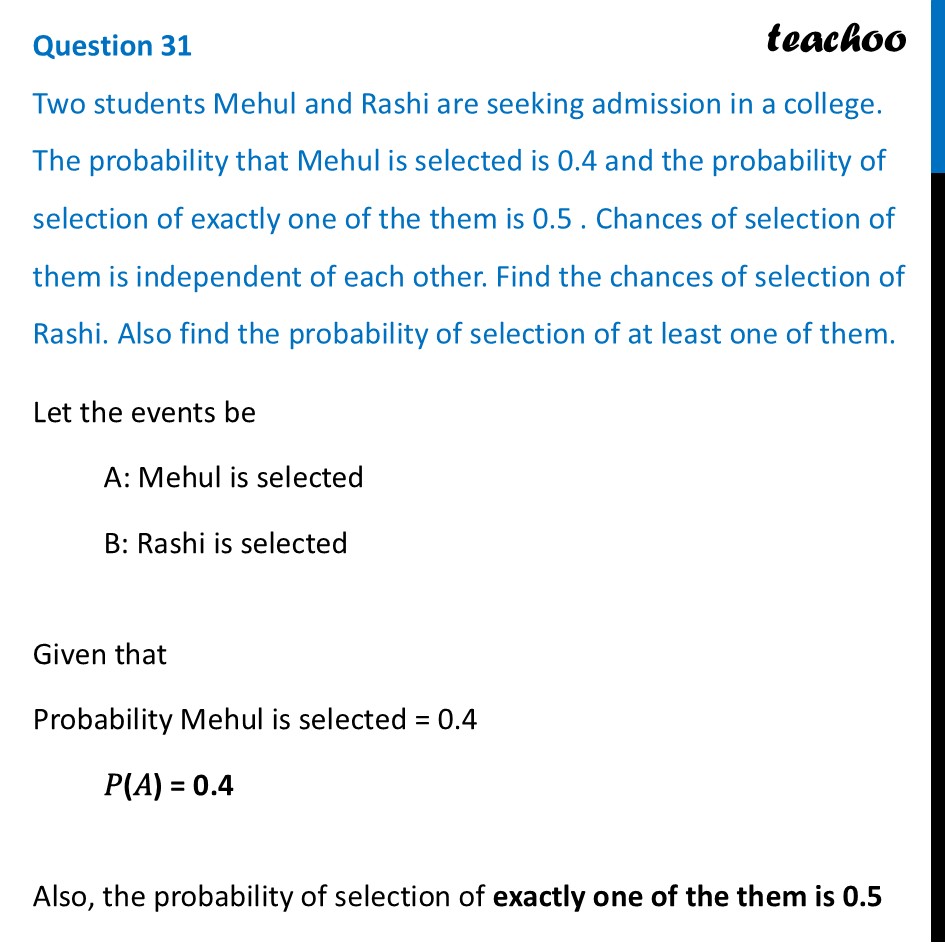 [SQP] Two students Mehul and Rashi are seeking admission in a college - CBSE Class 12 Sample Paper for 2026 Boards