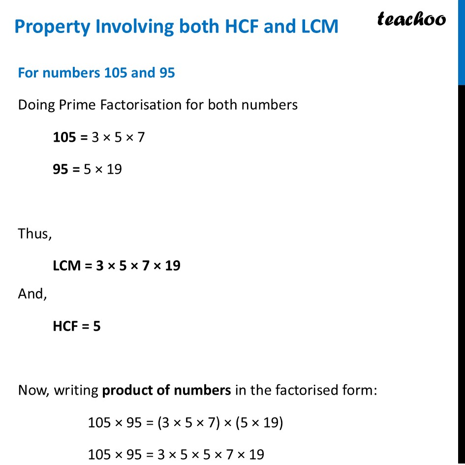 Property Involving both HCF and LCM - With Examples - Teachoo Maths - Property Involving both the HCF and the LCM