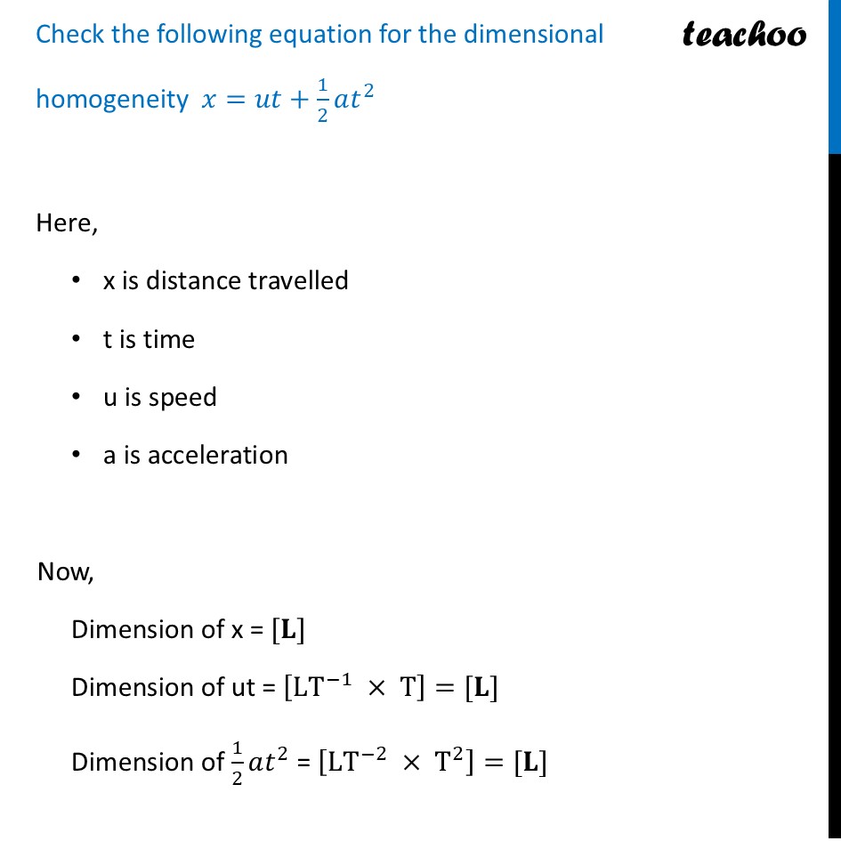 part 2 - Principle of Homogeneity of Dimensions - Concepts - Chapter 1 - Units and Measurement - Physics Class 11