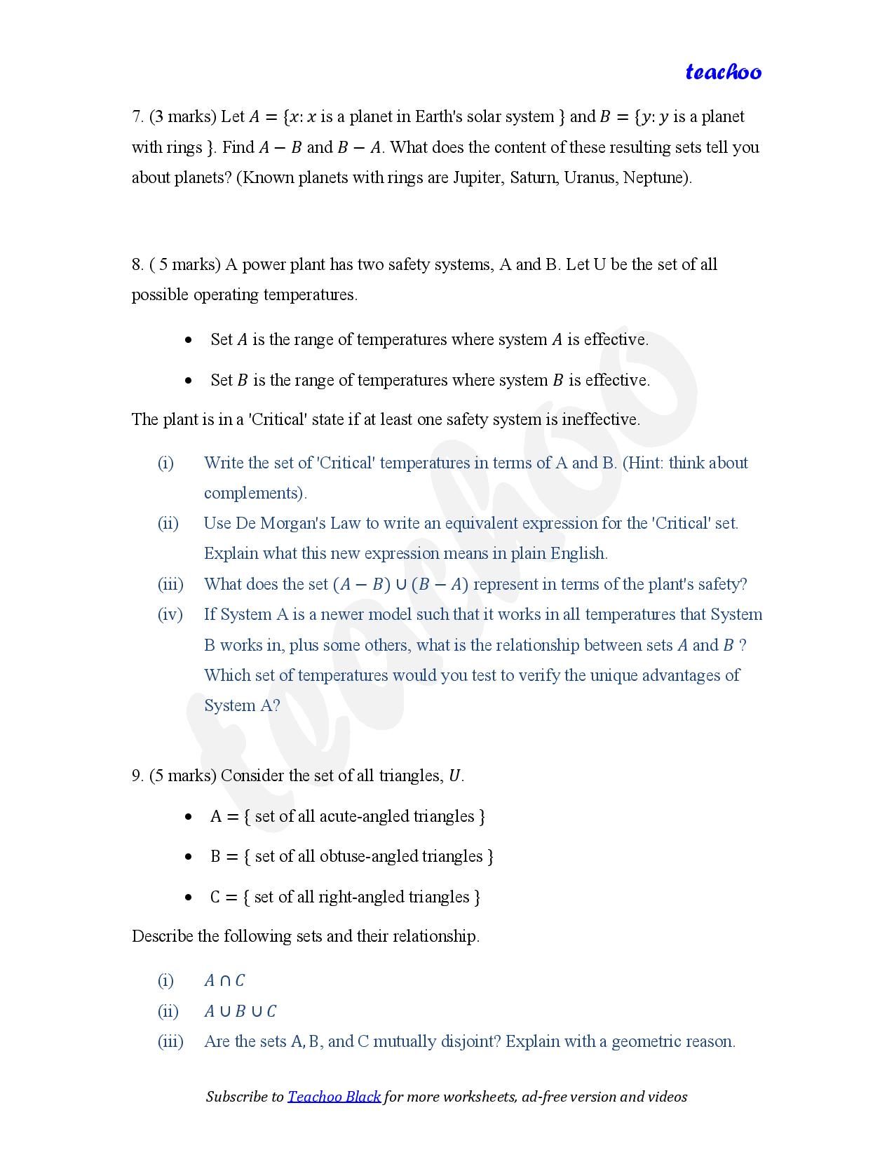 part 3 - Mix Questions - Worksheet 2 - Teachoo Questions - Mix - Serial order wise - Chapter 1 Class 11 Sets
