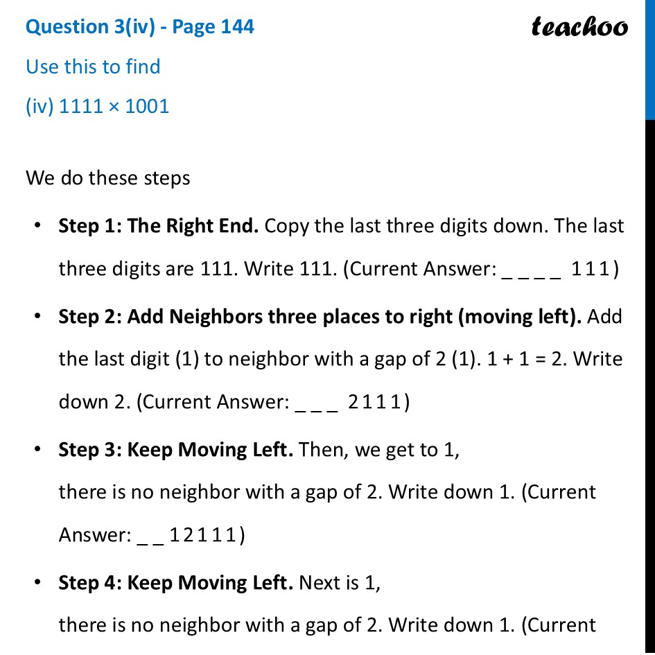 part 6 - Question 3 - Page 144 - Fast Multiplications Using the Distributive Property - Chapter 6 Class 8 - We Distribute yet things Multiply (Ganita Prakash) - Class 8 (Ganita Prakash - 1, 2 & Old NCERT)