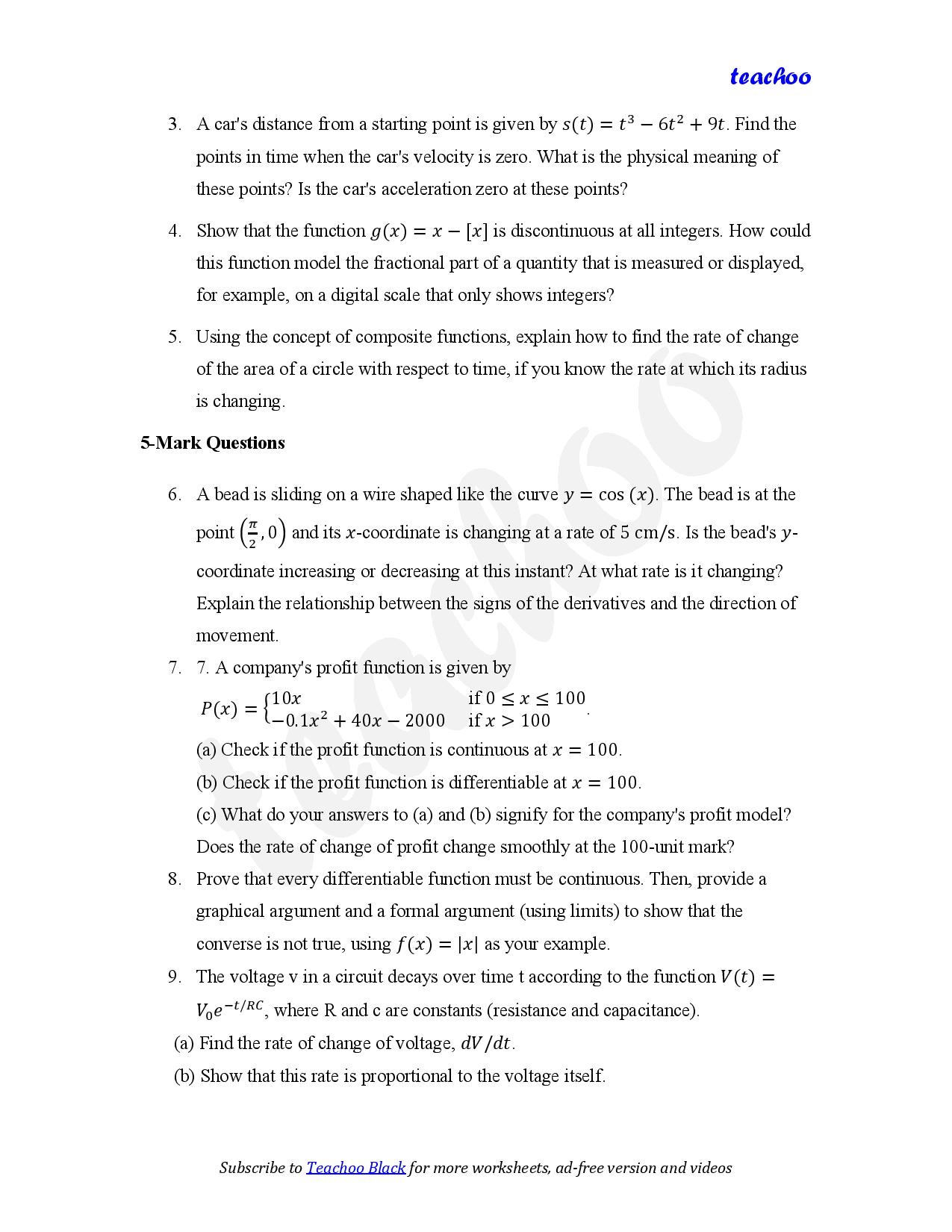 part 2 - Mix Questions - Worksheet 2 - Teachoo Questions - Mix - Serial order wise - Chapter 5 Class 12 Continuity and Differentiability