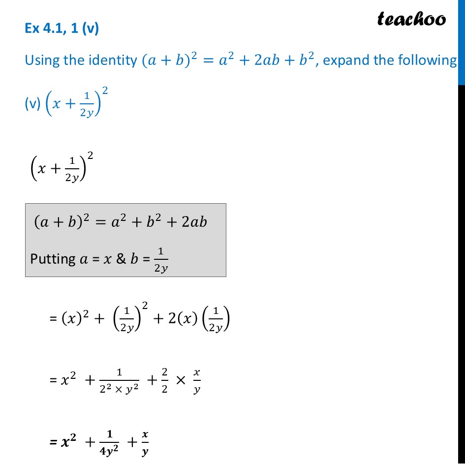 part 5 - Ex 4.1, 1 - Exercise Set 4.1 - Chapter 4 Class 9 - Exploring Algebraic Identities (Ganita Manjari I) - Class 9