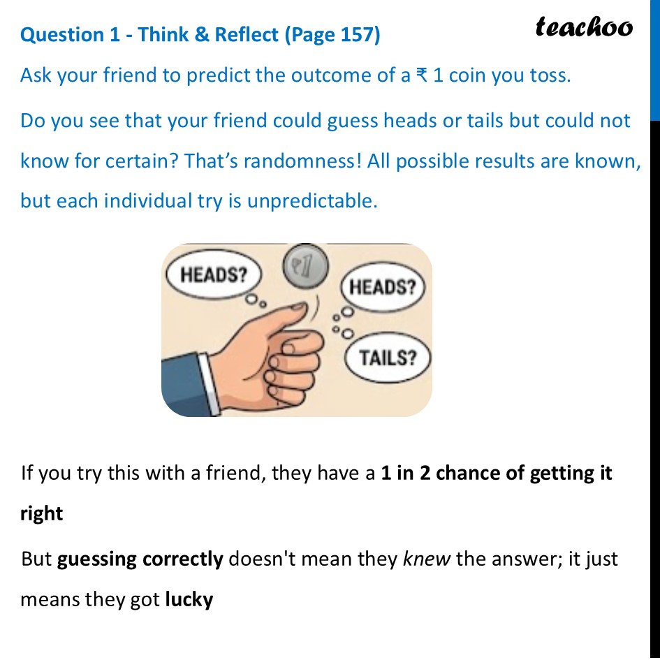 [Class 9] Ask your friend to predict the outcome of a ₹1 coin you toss - Definition