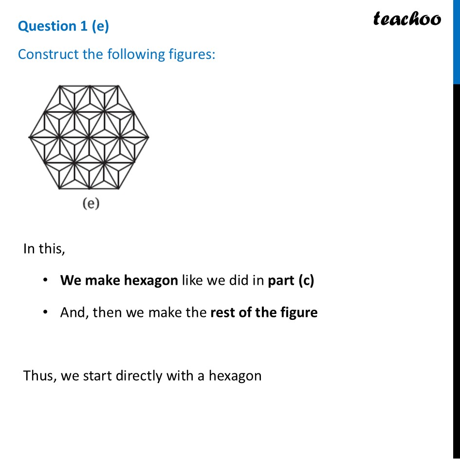 Construct the figures: (e) - [Constructions And Tilings Class 7 ] - Figure it out - Pag 154, 155