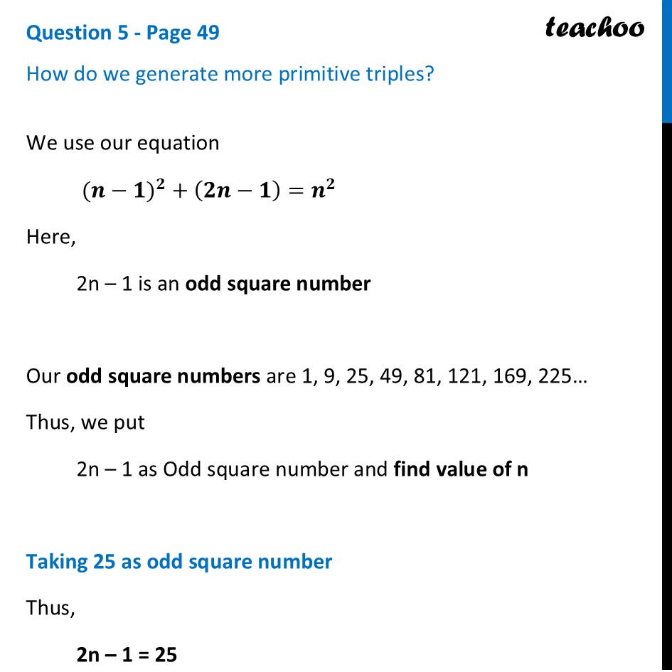 How do we generate more primitive triples? [Class 8 Ganita Prakash] - Pythagorean triples