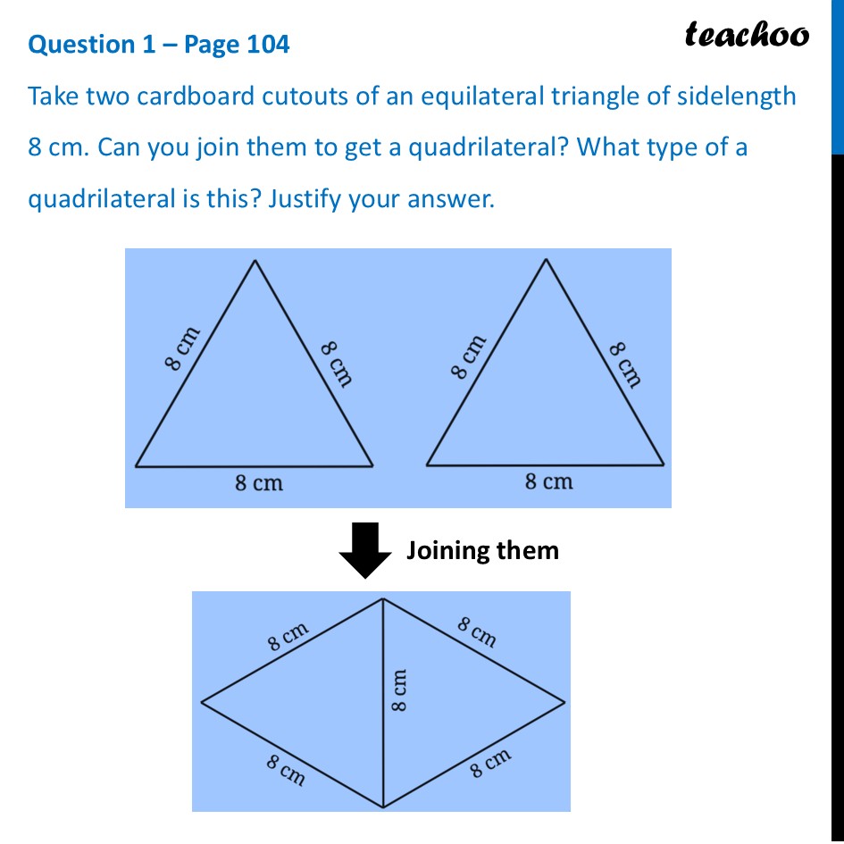 Take two cardboard cutouts of an equilateral triangle of sidelength - Joining Triangles