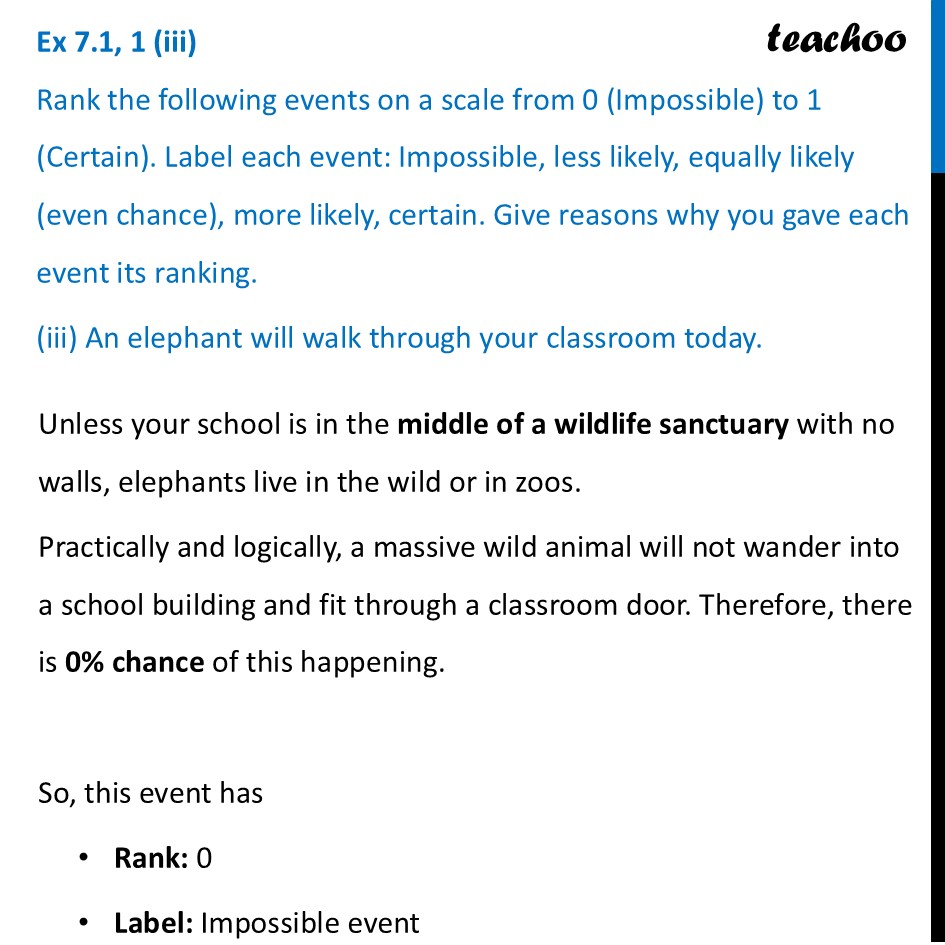 part 3 - Ex 7.1, 1 - Exercise Set 7.1 - Chapter 7 - The Mathematics of Maybe: Introduction to Probability - Class 9