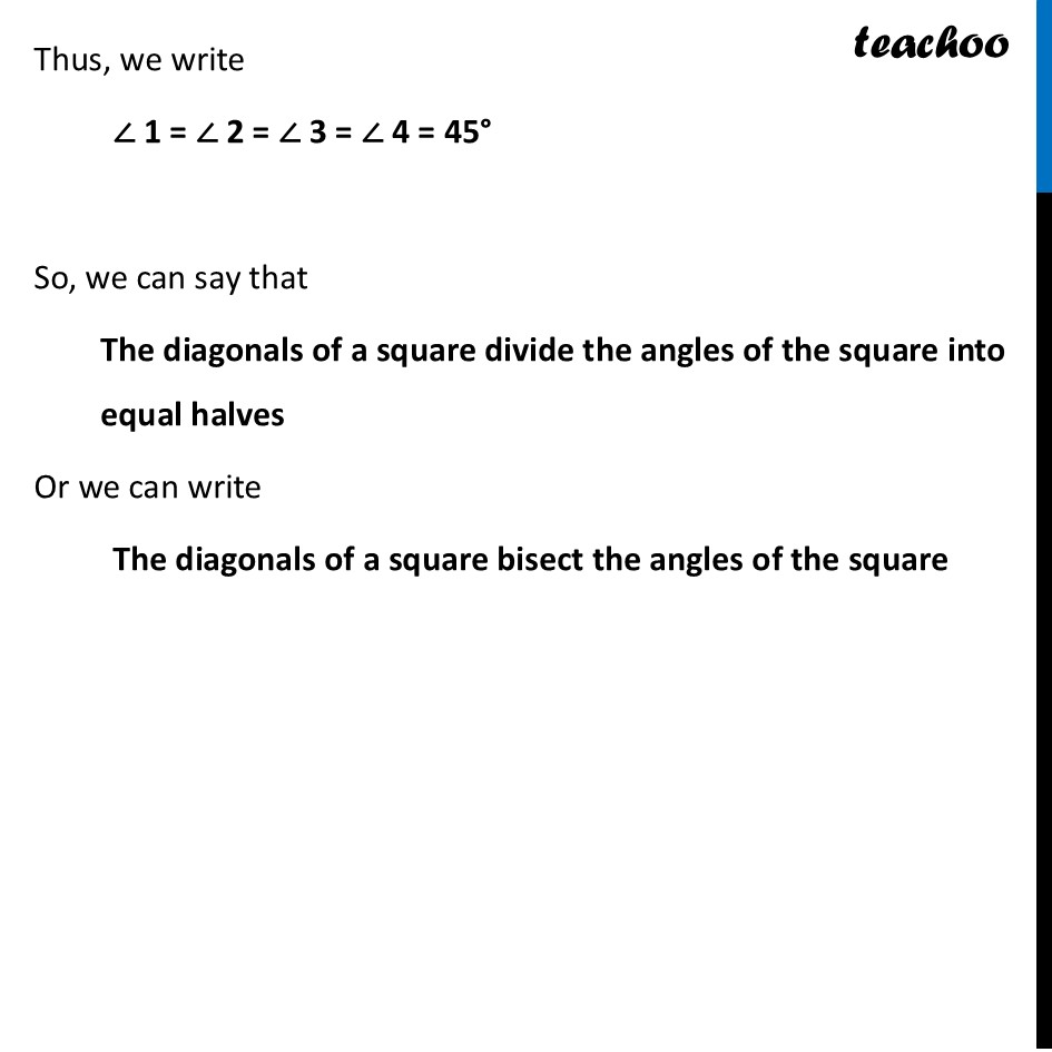 part 3 - Diagonal bisecting angle of Square - Square - Chapter 4 Class 8 - Quadrilaterals (Ganita Prakash) - Class 8 (Ganita Prakash & Old NCERT)