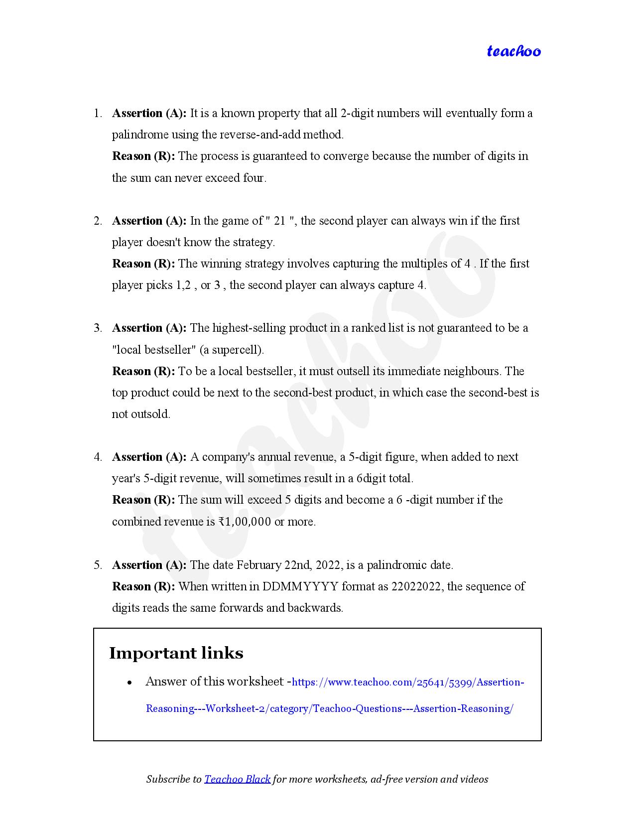part 2 - Assertion Reasoning - Worksheet 2 - Teachoo Questions - Assertion Reasoning - Chapter 3 Class 6 - Number Play (Ganita Prakash) - Class 6 (Ganita Prakash & Old NCERT)