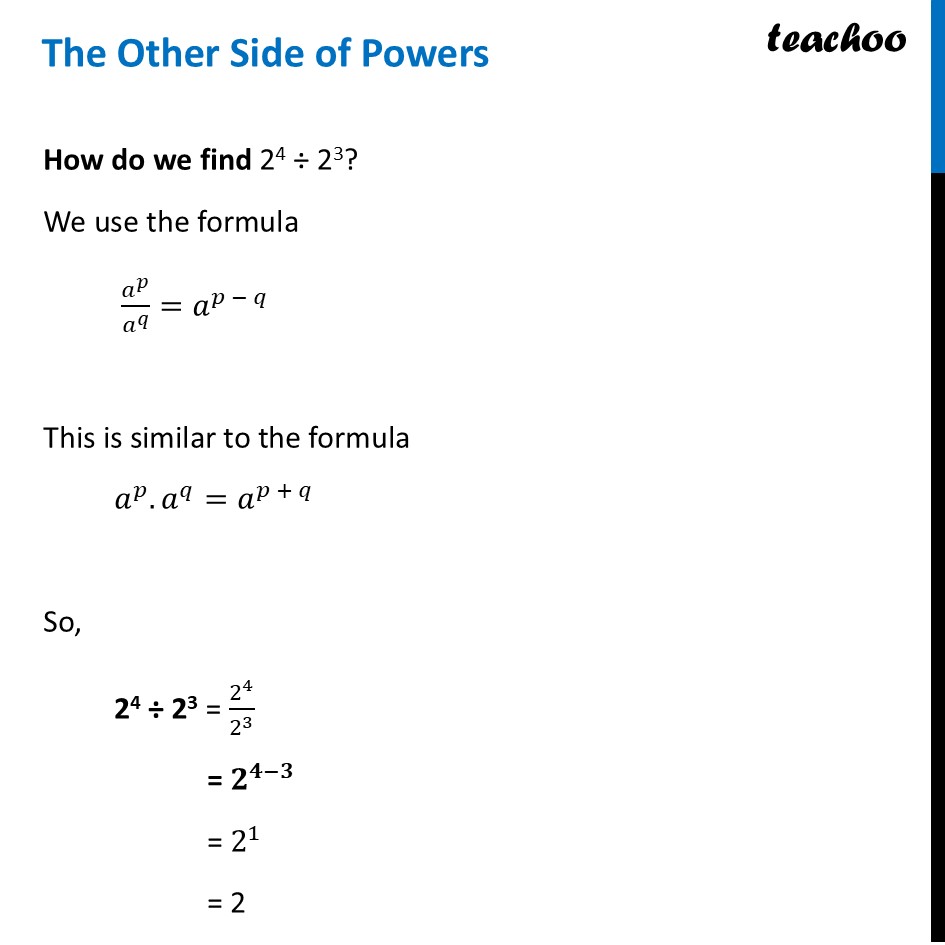 The Other Side of Powers - Formula (with examples) - Teachoo - The Other Side of Powers