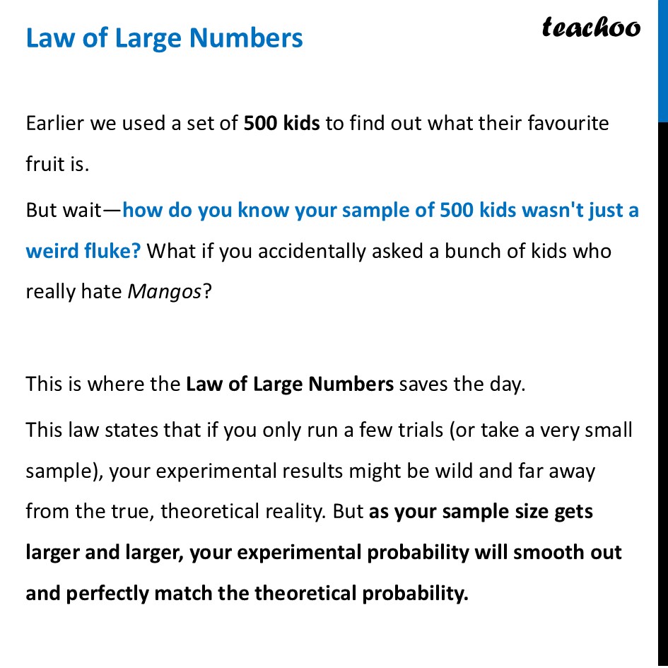 Law of Large Numbers (in Probability) - with Video - Teachoo Maths - Analysing Statistical Data Using Probability