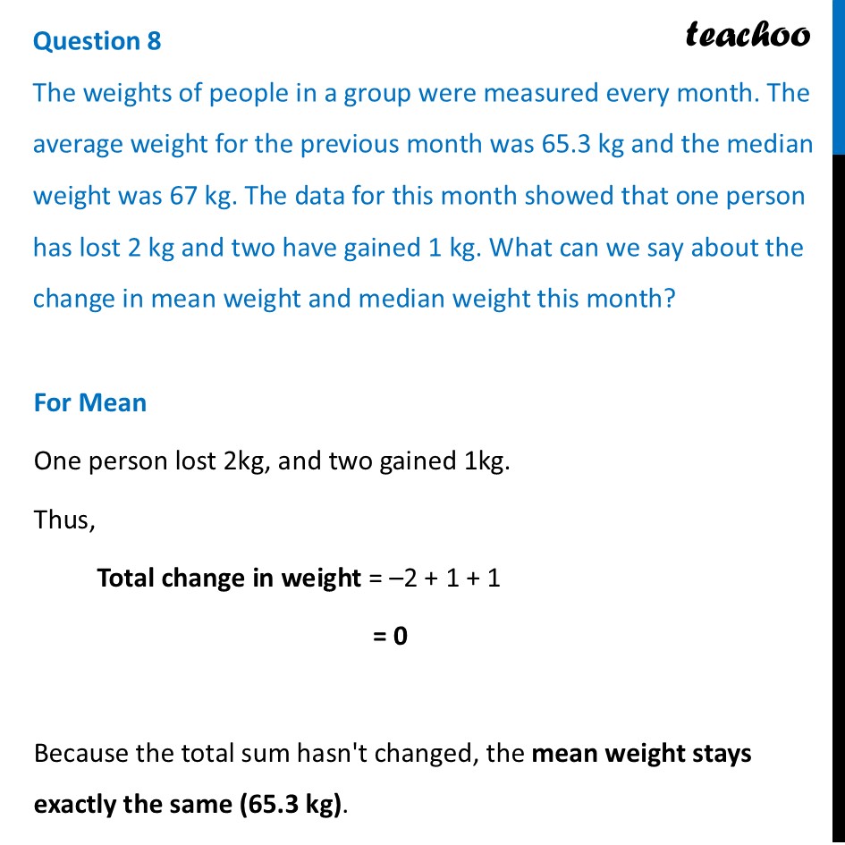 [Class 8] The weights of people in a group were measured every month - Figure it out - Page 127-132