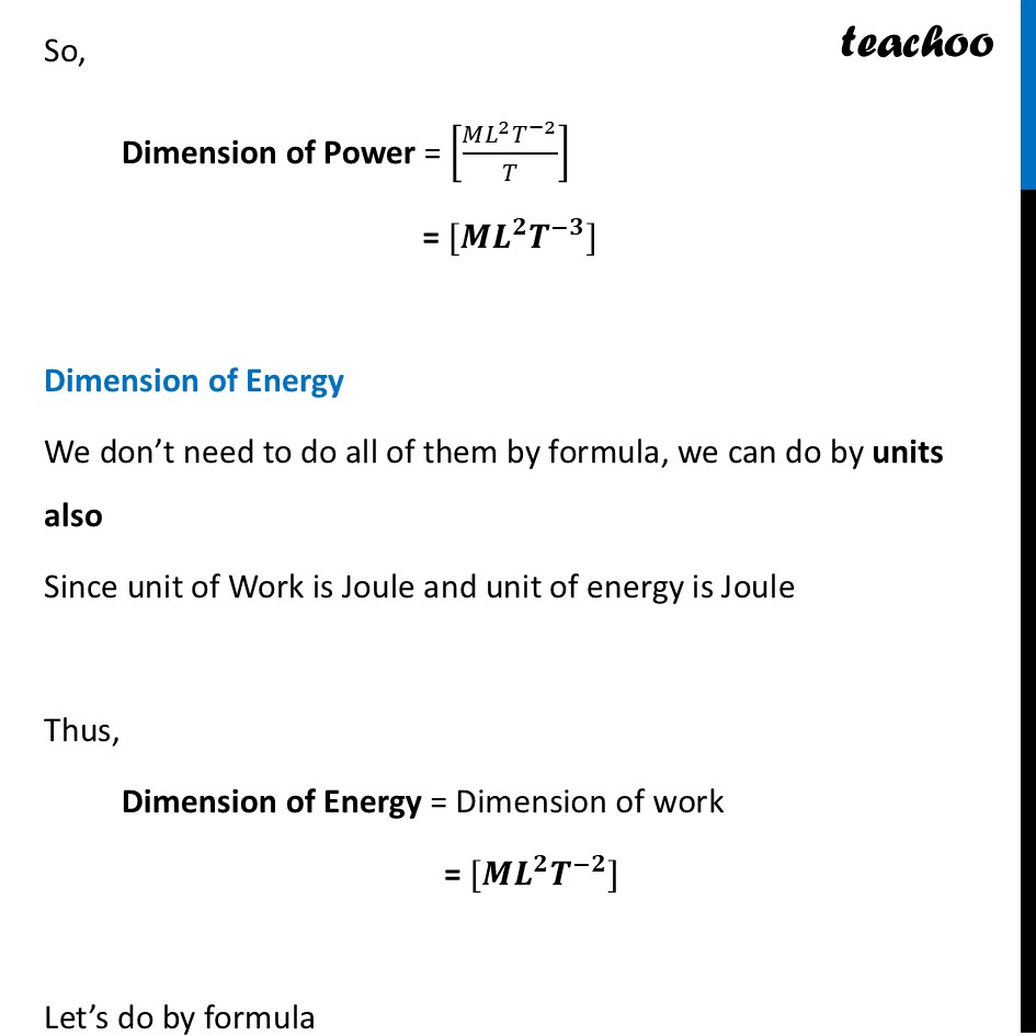 part 11 - Dimensions of Physical Quantities - Concepts - Chapter 1 - Units and Measurement - Physics Class 11