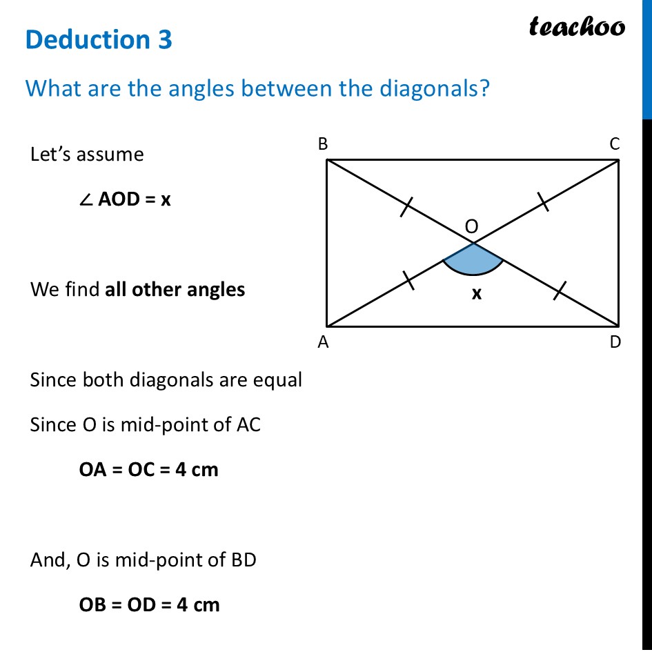 Deduction 3 - What are the angles between diagonals? [Ganita Prakash] - Rectangle