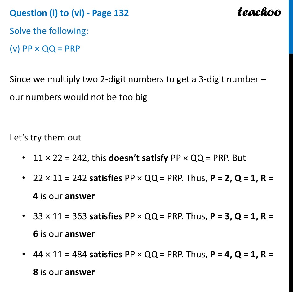 part 11 - Question (i) to (vi) - Page 132 (Solve the following) - Digits in Disguise - Chapter 5 Class 8 - Number Play (Ganita Prakash) - Class 8 (Ganita Prakash - 1, 2 & Old NCERT)