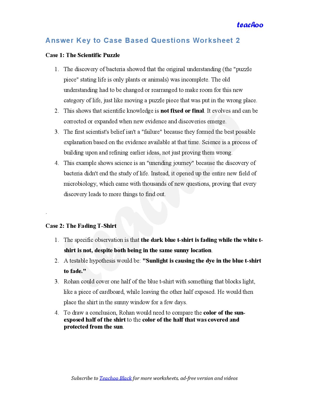 part 6 - Case Based Questions - Worksheet 2 - Teachoo Questions - Case Based - Chapter 1 Class 6 - The Wonderful World of Science (Curiosity) - Class 6