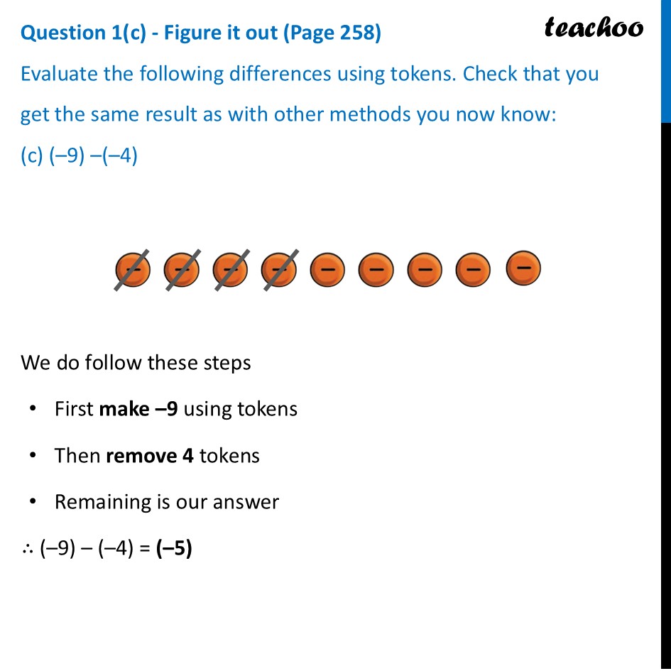 part 3 - Question 1 - Figure it out (Page 258) - Token Model - Chapter 10 Class 6 - The other side of Zero (Ganita Prakash) - Class 6 (Ganita Prakash & Old NCERT)