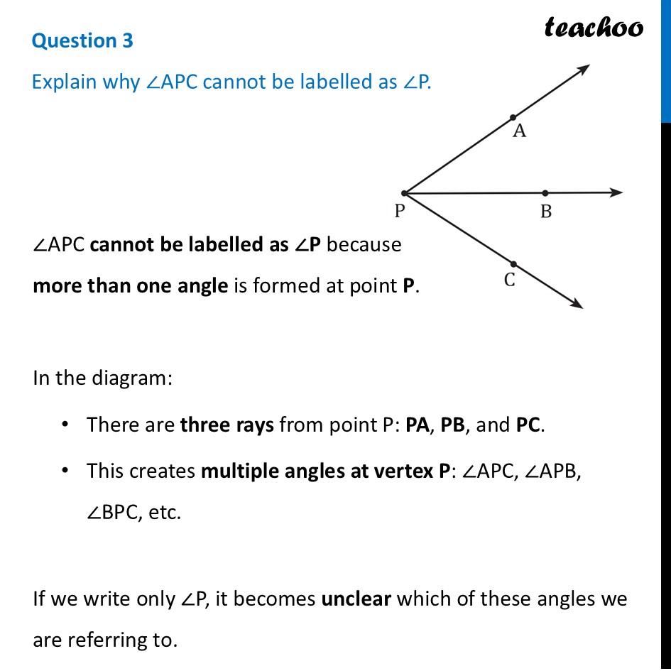 Explain why ∠APC cannot be labelled as ∠P - Ganit Prakash Class 6 - Angles
