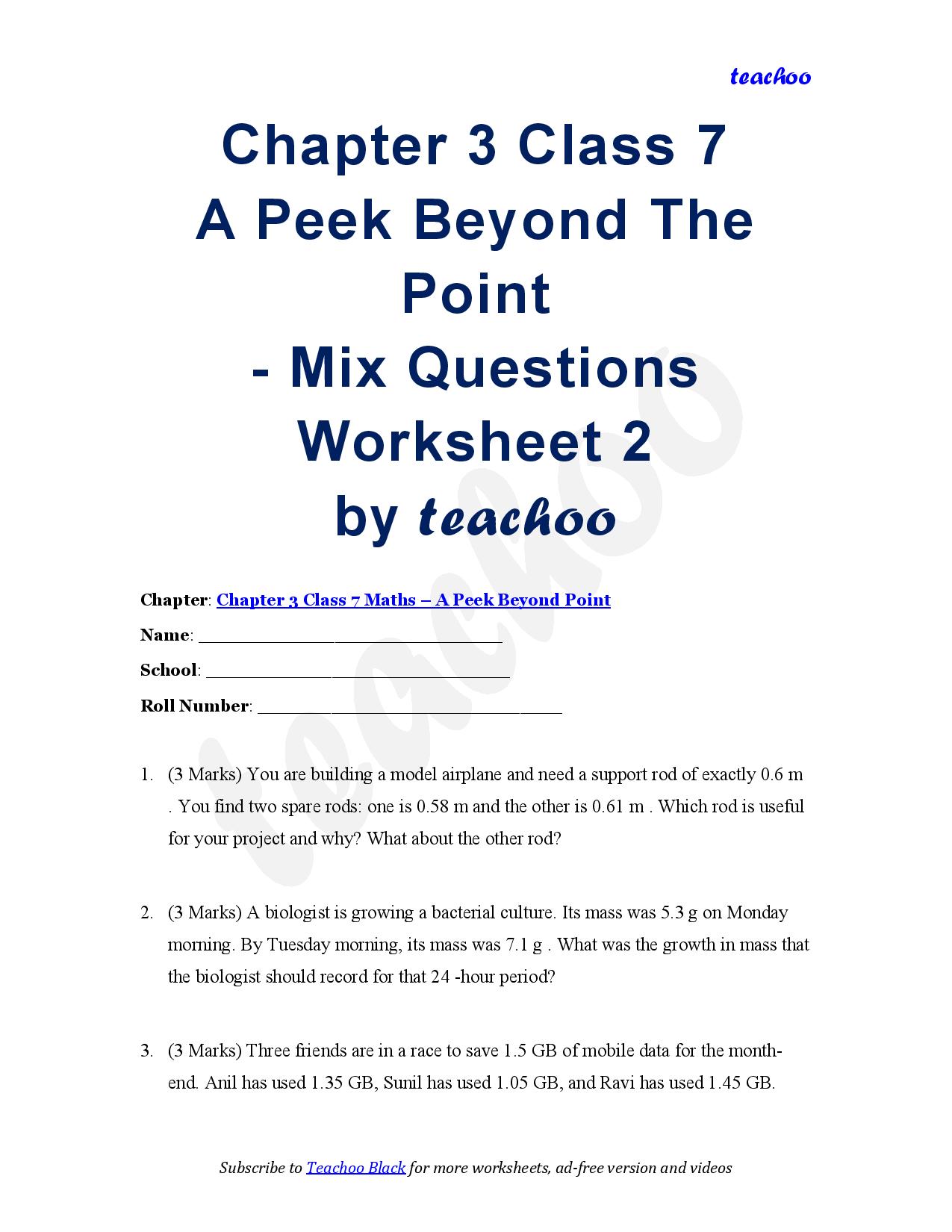A Peek Beyond The Point – Download PDF Worksheet (Practice Questions) - Teachoo Questions - Mix