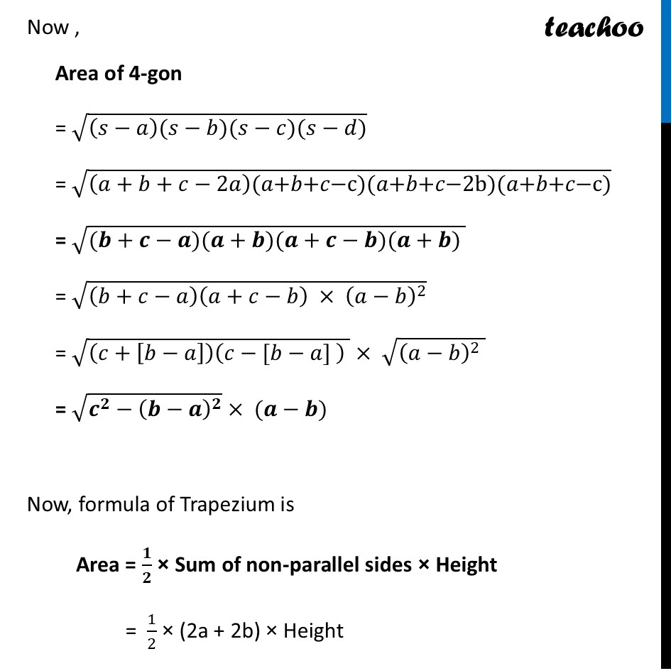 part 2 - Example 7 - Brahmagupta’s Formula for the Area of a Cyclic 4-gon - Chapter 6 Class 9 - Measuring Space: Perimeter and Area (Ganita Manjar - Class 9