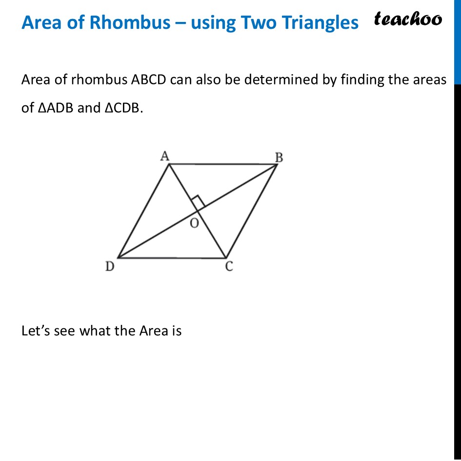 Area of Rhombus Formula – using Diagonals - Teachoo Maths Class 8 - Area of Rhombus
