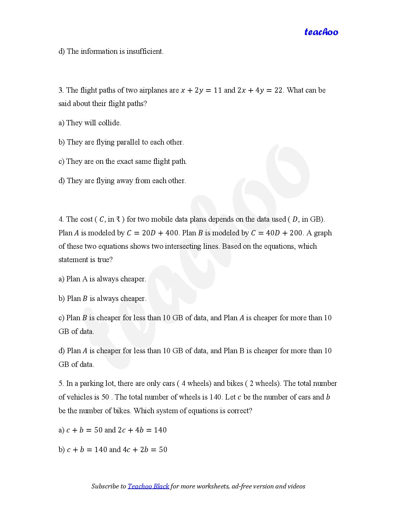 part 3 - MCQ - Worksheet 2 - Teachoo Questions - MCQs - Serial order wise - Chapter 3 Class 10 Pair of Linear Equations in Two Variables