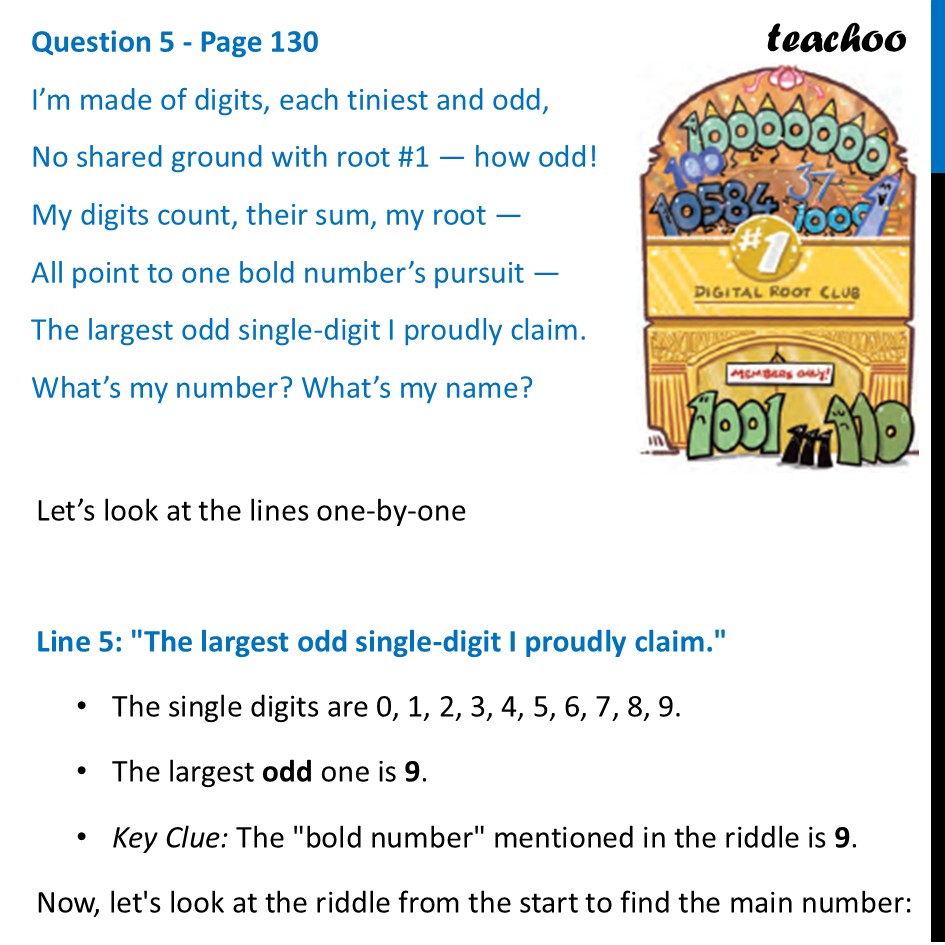 I’m made of digits, each tiniest and odd, No shared ground with root # - Digital Roots